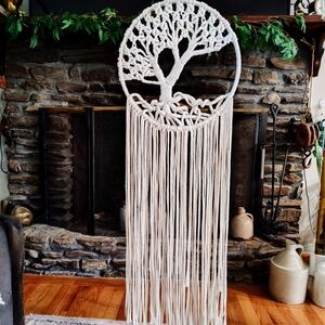 Elegant Cream Macrame Tree of Life Wall Hanging